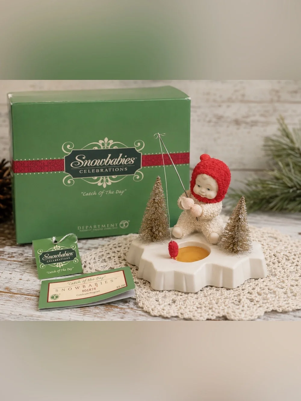 Dept 56 Snowbabies Catch of the Day 2008 Fishing Figurine 801874 Box